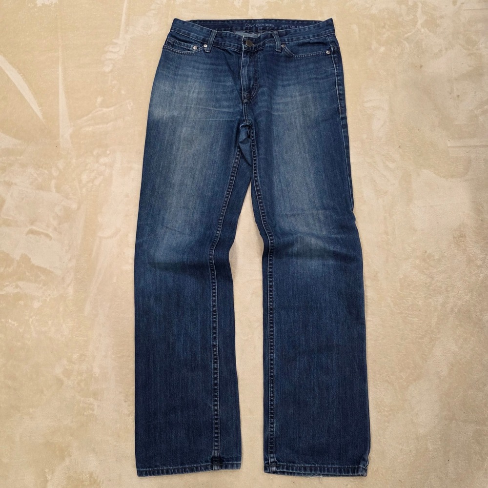 Calvin Klein Jeans Mens W32 L30 Straight Leg Blue Denim Classic Fit Dark Wash